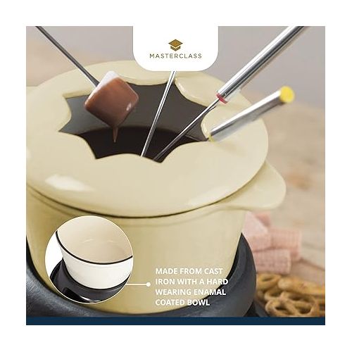  MasterClass Cast Iron Meat / Cheese / Chocolate Fondue Set, 21 x 18 cm - Beige