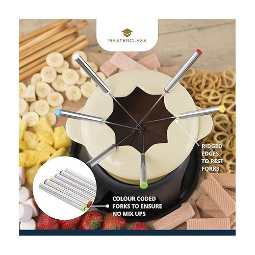  MasterClass Cast Iron Meat / Cheese / Chocolate Fondue Set, 21 x 18 cm - Beige