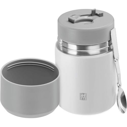  Zwilling Thermo Food Container, Integrated Bowl, Double Wall Insulation, Includes Spoon, 700 ml, Height: 17 cm, white.