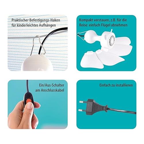  Sichler Haushaltsgerate Mobile Ceiling Fan: Mobile Ceiling Fan VT-141.D with Hanger, 41 cm, 9 W (Ceiling Fan Slow Running, Fan Slow Running, Rocker Switch)