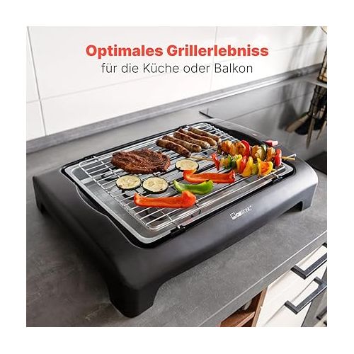  Clatronic® Barbecue-Tischgrill | ideal fur Balkon & Kuche | Tischgrill elektrisch | Elektrogrill mit Cool Touch-Gehause | abnehmbares Grillrost | Grill mit Metallauffangschale | 2000 W | BQ 2977 N