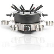 bmf-versand® Electric fondue set for meat fondue, cheese fondue, chocolate fondue, large 1.8 litre pot, thermostat, fondue forks, turntable sauce holder for 6 bowls