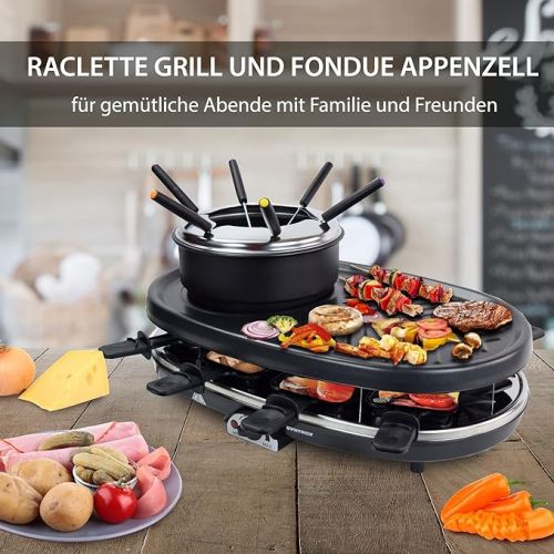  Syntrox Germany RAC-1500W Appenzell Raclette Fondue Grill Syntrox All-Round Enjoyment Set with Lots of Accessories