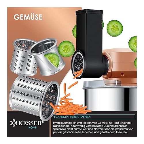  KESSER® 3 in 1 Universal Food Processor K-KM 3000 with Meat Grinder Kneading Machine Multifunctional Mixing Machine 5.5 L Bowl with 3 Mixing Tools, 1.5 L Juicer, Sausage Set, Pasta & Cookie Moulds