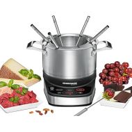 ROMMELSBACHER Electric Fondue Set F 1200 - Fondue Pot Made of Stainless Steel (2.5 Litres), 6 Fondue Forks, 3 Programmes, Extra Long Cable, High Temperature Accuracy, 1200 Watt