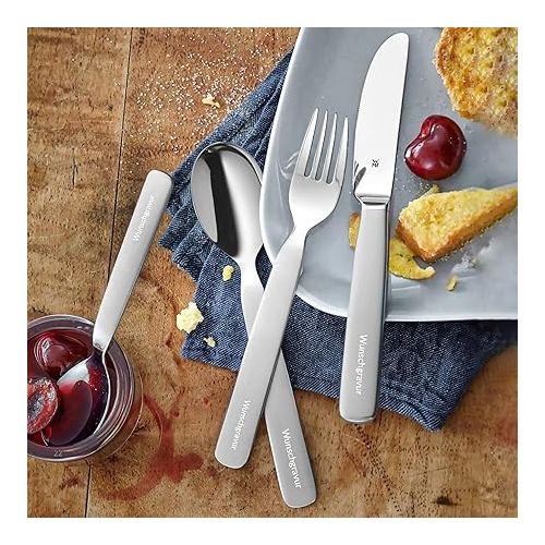  WMF Children's Cutlery Set with Engraving 4-Piece First Lyric Christening - Children's Cutlery from 4 Years Personalised Engraving - Christening Gifts Boys