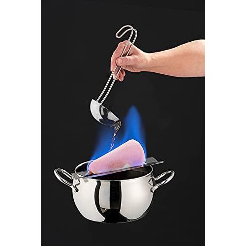  APS Fondue & Fire Tongs Punch Set with Sugar Tongs, Fire Tongs, Fondue Pot, Highly Polished Stainless Steel Lid, Chrome-plated Base, Ladle, for approx. 2.2 litres Liquid, Diameter 22 cm, Height 23 cm