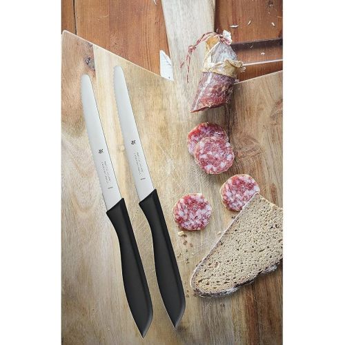  WMF Classic Line Breakfast Knife Set 6 Pieces, 23 cm, Serrated Bread Knife, Edge Bread Knife, Special Blade Steel, Plastic Handle, Black