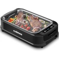 CUSIMAX Electric Grill 1500 W Electric Table Grill with Lid for Indoor and Outdoor Use, Electric Grill with Adjustable Temperature, Removable Oil Catcher Tray and Grill Plate, Black