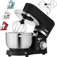 Arebos Food Processor 1500 W Black | Kneading Machine with 2 x Stainless Steel Mixing Bowls 4.5 & 5.5 L | Low Noise | Kitchen Mixer with Mixing Hook, Dough Hook, Beater and Splash Guard | 6 Speeds