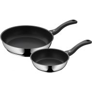 WMF Devil 2-Piece Frying Pan Set 28 cm + 20 cm Induction Frying Pan Cromargan Stainless Steel Coated Plastic Handle