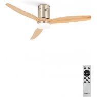 Create / Windcalm / Ceiling Fan with Lighting and Remote Control, Natural Wood Wings, 40 W, Quiet, Diameter 132 cm, 6 Speeds, Timer, DC Motor, Summer and Winter Operations