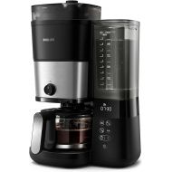 Philips All-in-1 Filter Coffee Machine - Integrated Cone Grinder for Fresh Beans - Preparation in a 1.25 L Glass Jug or Directly in a Cup, Selection of Intensity (HD7900/50)
