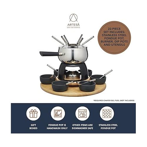  Master Class Artesa Party Fondue Set for 6 People in E / S Ceramic Wood