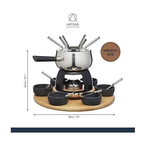  Master Class Artesa Party Fondue Set for 6 People in E / S Ceramic Wood