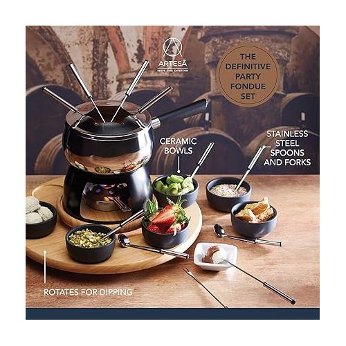  Master Class Artesa Party Fondue Set for 6 People in E / S Ceramic Wood