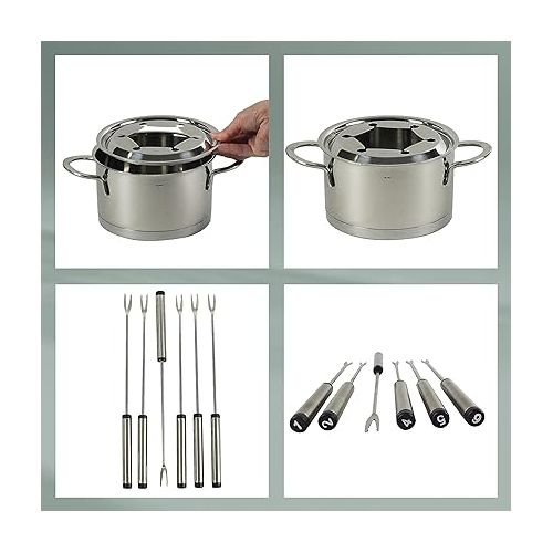  Kela 10968 Fondue-Set, Fleischfondue, 10-teilig, Fur 6 Personen, Edelstahl, 1,7 l, Cailin