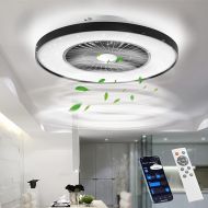 BKZO Modern Smart LED Ceiling Light with Fan, Diameter 60 cm, Ceiling Fan with Lamp, Smooth Ventilation Speeds, Effortless Light Dimming, 3000-5500 K, Black, 60 cm