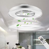 BKZO Modern LED Ceiling Light with Fan, Ceiling Fan with Lamp, 24 Ventilation Speeds, Effortless Light Dimming for Living Room, Bedroom, Office, 3000-5500 K, Silver Frame