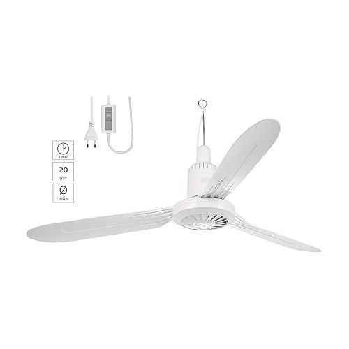  Sichler Household Appliances Ceiling Fan: XXL Mobile Ceiling Fan 3 Blades Timer Hook 105 cm 20W (Mobile Ceiling Fans)