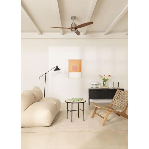  CREATE Windstylance Ceiling Fan Nickel Dark Wood Wing with Lighting and Remote Control 40 W Quiet Diameter 132 cm 6 Speeds Timer DC Motor Summer Winter Operation