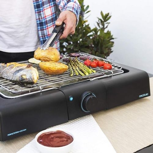  Cecotec Electric Grill Made of Stainless Steel, Grease Tray, Temperature Adjustable, Black