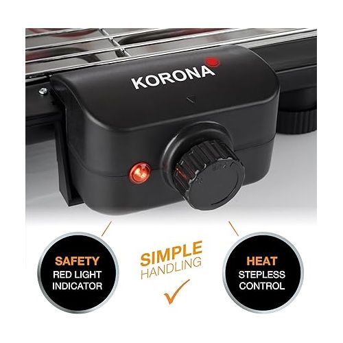  Korona 46117 Electric Barbecue Table Grill with XXL Grill Surface (51 x 30 cm) 2200 Watt Removable Heating Element Safety Switch Continuous Temperature Setting
