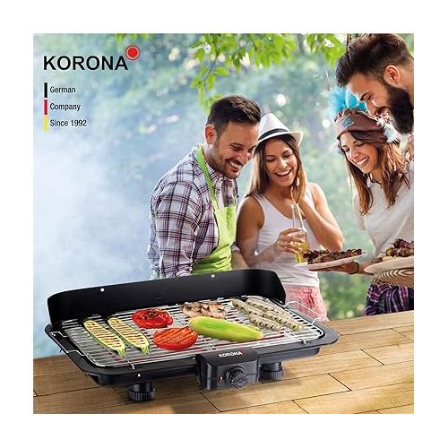  Korona 46117 Electric Barbecue Table Grill with XXL Grill Surface (51 x 30 cm) 2200 Watt Removable Heating Element Safety Switch Continuous Temperature Setting