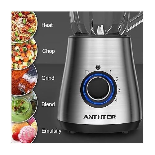  Anthter CY-212 Professional Mixer, 220 V, 1000 W Stand Mixer for Kitchen, 4 Stainless Steel Blades, Ideal for Puree, Ice Crush, Shakes and Frozen Drinks