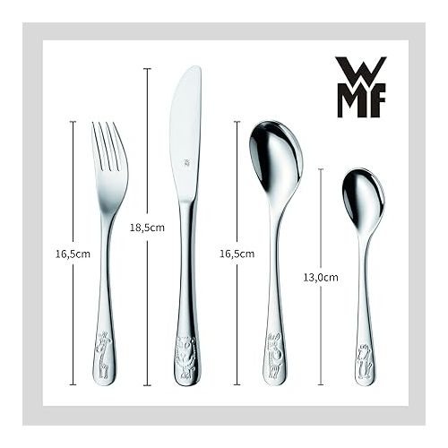  WMF Children's Cutlery Safari with Name Engraving - Personalised Cutlery - Individual Christening Gift - Boy/Girl - 4-Piece Set