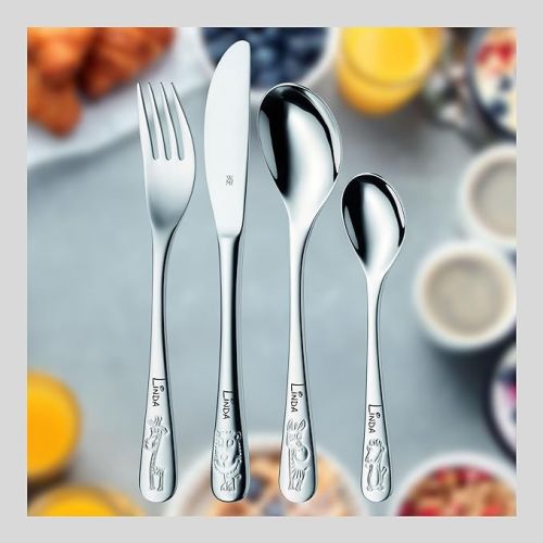  WMF Children's Cutlery Safari with Name Engraving - Personalised Cutlery - Individual Christening Gift - Boy/Girl - 4-Piece Set