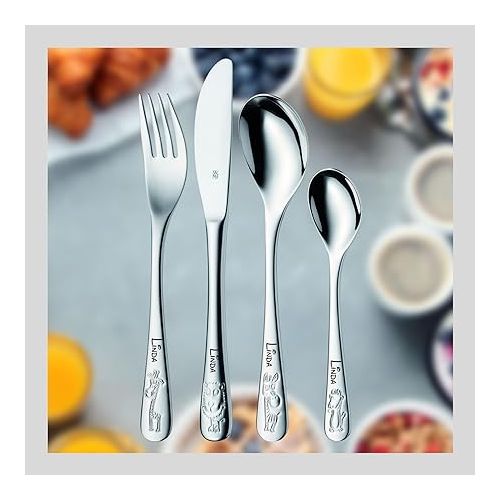  WMF Children's Cutlery Safari with Name Engraving - Personalised Cutlery - Individual Christening Gift - Boy/Girl - 4-Piece Set