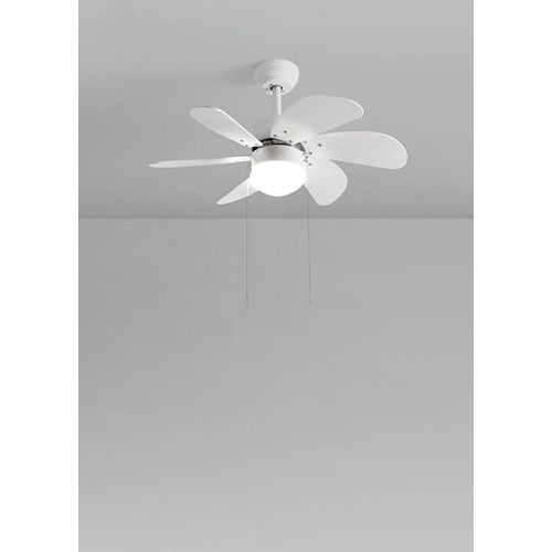  CREATE Windasy, ceiling fan, white, reversible natural wood blades with lighting, 53 W, quiet, diameter 86 cm, 3 speeds, AC motor, summer winter operation