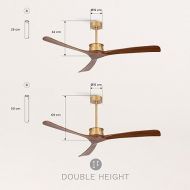 CREATE Ceiling Fan Gold Dark Wood Wings with Remote Control XL 40 W Quiet Diameter 152 cm 6 Speeds Timer DC Motor Summer Winter Operation