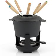 BBQ-Toro Cast Iron Fondue Set for 6 People, 13-Piece Fondue Set with Burner and Forks, Capacity 1 Litres Cheese Chocolate Induction