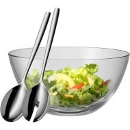 WMF Taverno 3-Piece Salad Bowl Set, Glass Bowl Diameter 23.5 cm, Salad Servers 25 cm, Glass, Stainless Steel, Cromargan, Rustproof, Dishwasher Safe, 43 x 30 x 30 cm