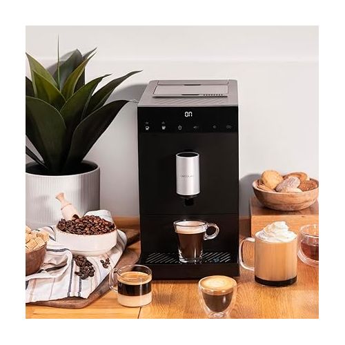  Cecotec Kompakte Vollautomatische Kaffeemaschine Cremmaet Compact. 1350 W, 19 Bar, Thermoblock-Heizsystem, 150 g Kaffeebehalter mit integrierter Muhle und 1,1 L, Automatische Reinigung. Schwarz