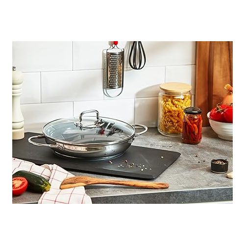  WMF Devil Serving Pan 26 cm with Glass Lid Cromargan Stainless Steel Coating Induction Ceramic Coating Oven Safe