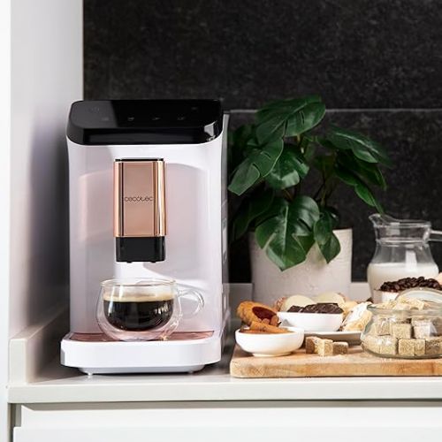  Cecotec Superautomatische Kaffeemaschine Cremmaet Macchia White Rose. 1350 W, Thermoblock, 19 Bar Pumpendruck, Plug&Play-System, Kaffeevorratsbehalter mit integrierter Muhle, Automatische Reinigung