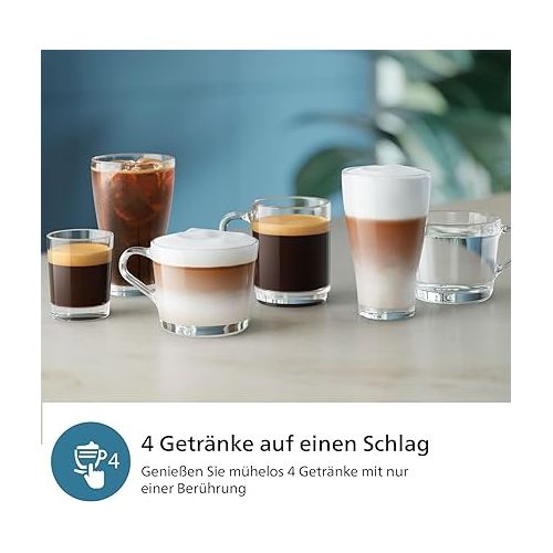  Philips 2300 Series Fully Automatic Espresso Machine - 4 Drinks, Modern Colour Touch Screen Display, LatteGo Milk System, SilentBrew, 100% Ceramic Grinder, AquaClean Filter, Matte Black (EP2330/10)