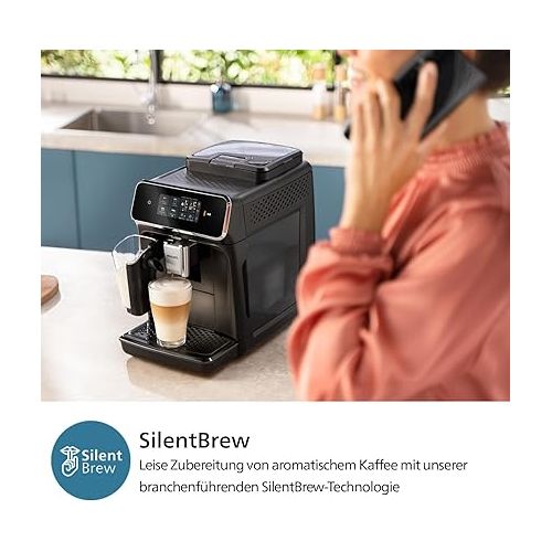  Philips 2300 Series Fully Automatic Espresso Machine - 4 Drinks, Modern Colour Touch Screen Display, LatteGo Milk System, SilentBrew, 100% Ceramic Grinder, AquaClean Filter, Matte Black (EP2330/10)