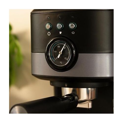  Cecotec Espresso Machine Power Espresso 20 Pecan Pro. 1100 W, ForceAroma Technology with 20 Bars, Adjustable Steam Nozzle, Double Spout, Cup Warmer, Dosing Spoon and Tamper