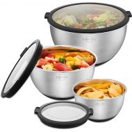SILBERTHAL Stainless Steel Bowl Set with Lid, 3 Pieces, Bowls for Serving, Cooking, Baking, Storage