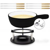 ToCis Big BBQ Cast Iron Fondue for Cheese Fondue and Chocolate Fondue Including Burner and Skewers