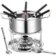 Okllen Stainless Steel Fondue Pot Set with Forks, Candy Melting Pot Fondue Set, Cheese Fondue Pot for Chocolate, Sauces, Ice Cream, Temperature Control