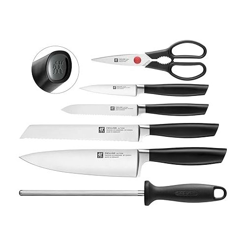  ZWILLING All * Star 7-Piece Knife Block Set, Kitchen Knife, Chef's Knife, Black