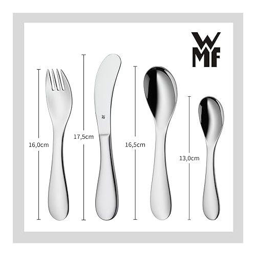  WMF Children's Cutlery Cuddle with Name Engraving - Personalised Cutlery - Individual Christening Gift - Boy/Girl - 4-Piece Set