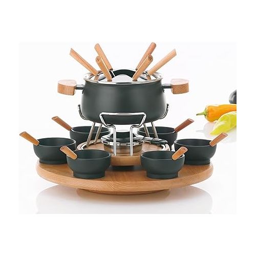  kela fondue set stainless steel / Beech Natura