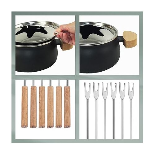  kela fondue set stainless steel / Beech Natura