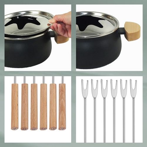  kela fondue set stainless steel / Beech Natura